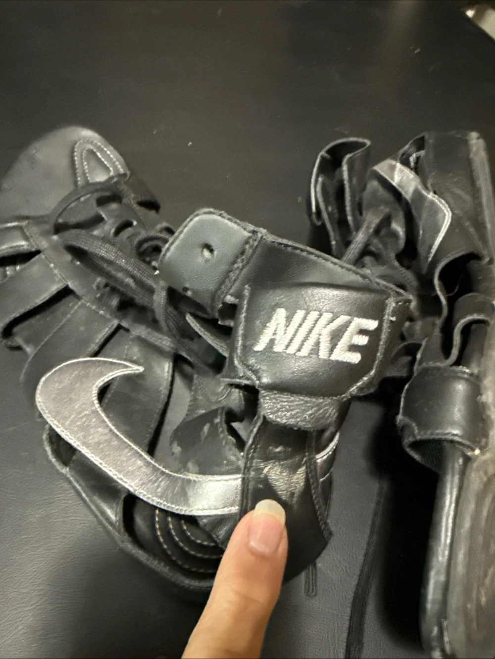 Rare Nike Black Strappy Sandals with Silver Swoosh